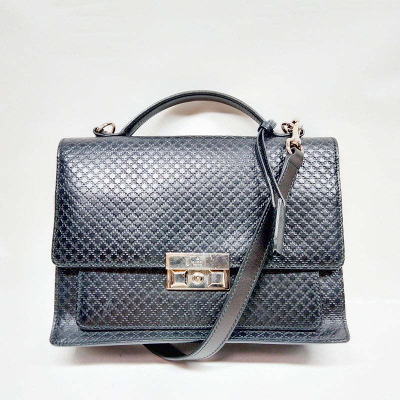 Gucci Hand Bag Black Leather