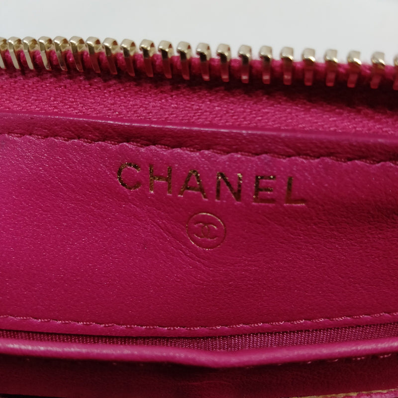 Chanel Long Wallet Pink Leather