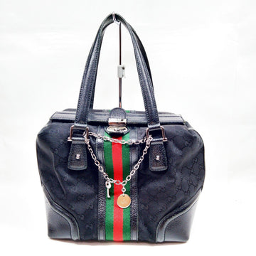 Gucci Hand Bag Sherry Line Black Canvas