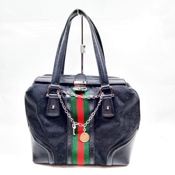 Gucci Hand Bag Sherry Line Black Canvas