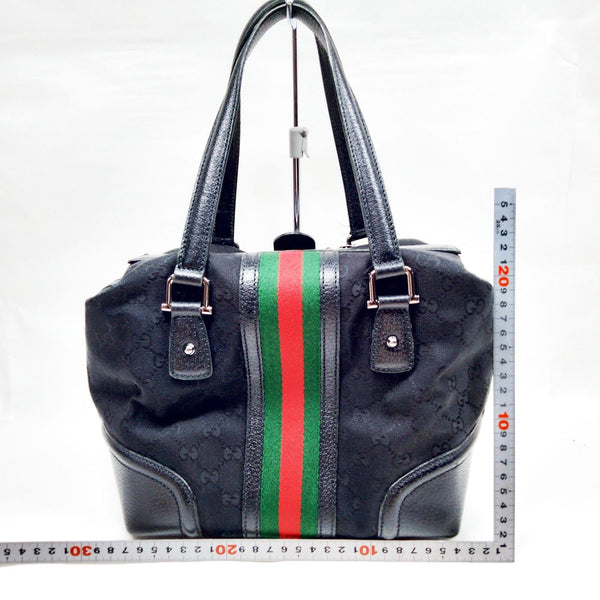 Gucci Hand Bag Sherry Line Black Canvas