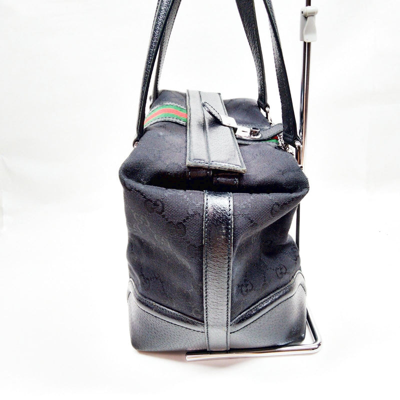Gucci Hand Bag Sherry Line Black Canvas