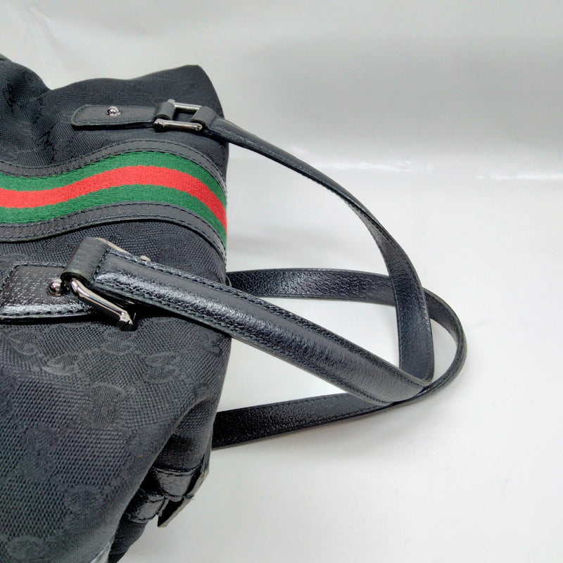 Gucci Hand Bag Sherry Line Black Canvas