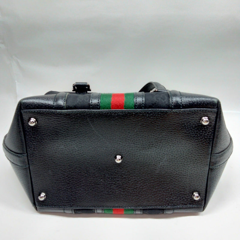 Gucci Hand Bag Sherry Line Black Canvas