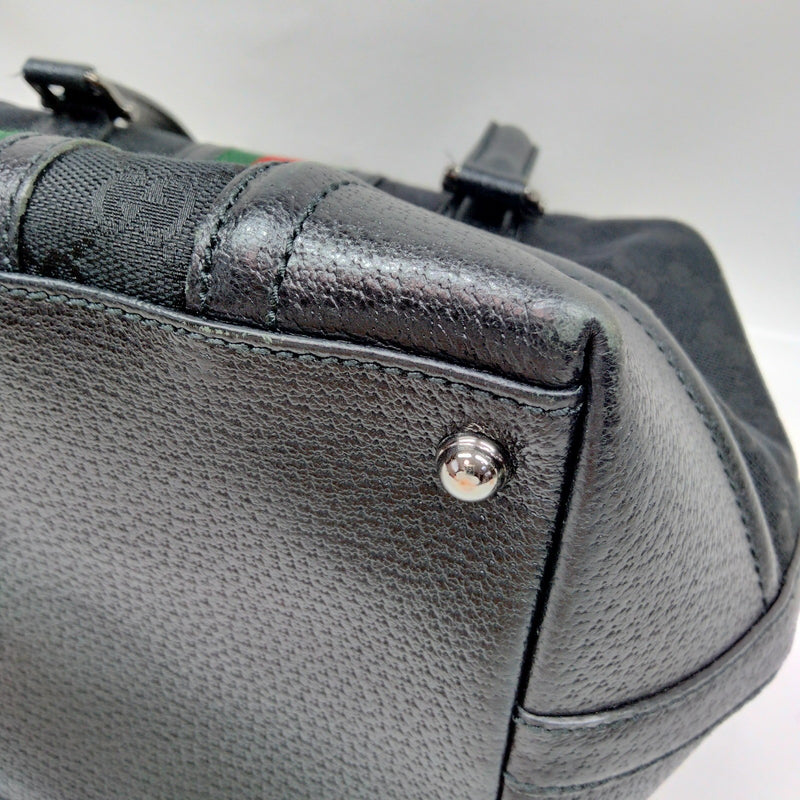 Gucci Hand Bag Sherry Line Black Canvas