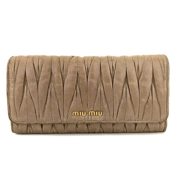 Miu Logo Gather Leather Long Bifold