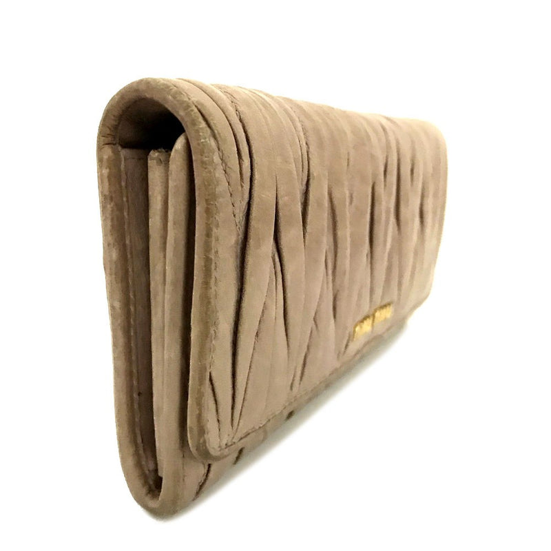Miu Logo Gather Leather Long Bifold