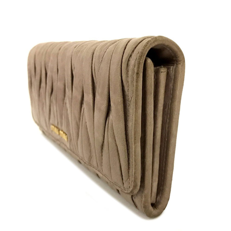 Miu Logo Gather Leather Long Bifold