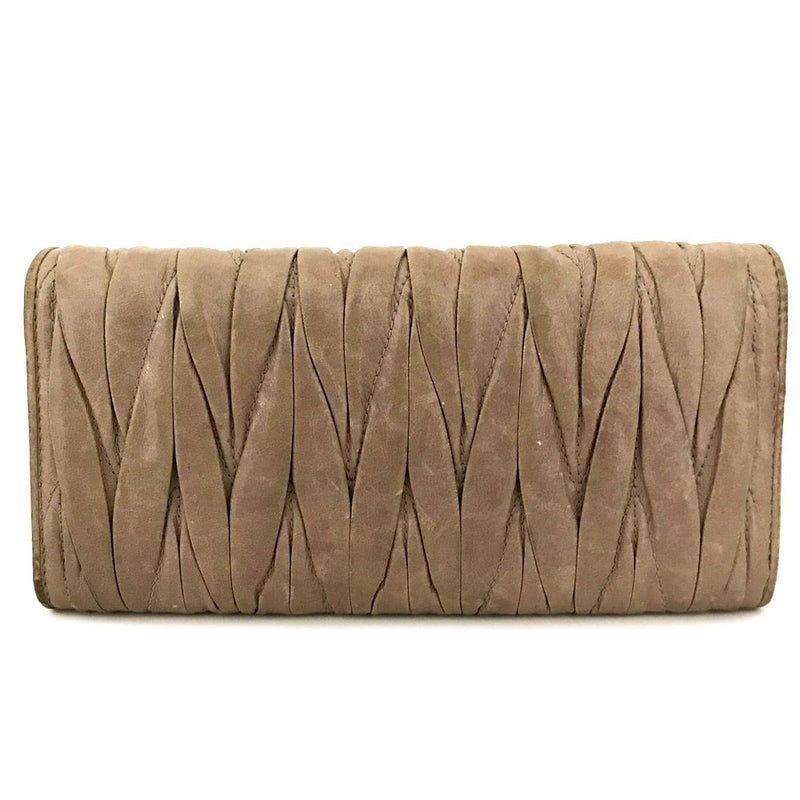 Miu Logo Gather Leather Long Bifold