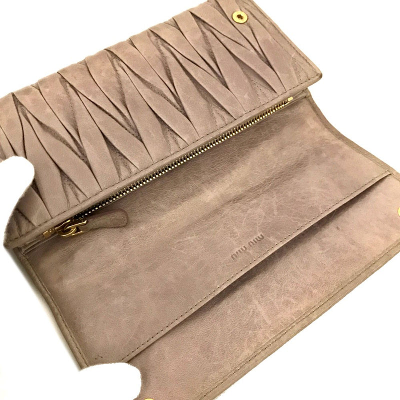 Miu Logo Gather Leather Long Bifold