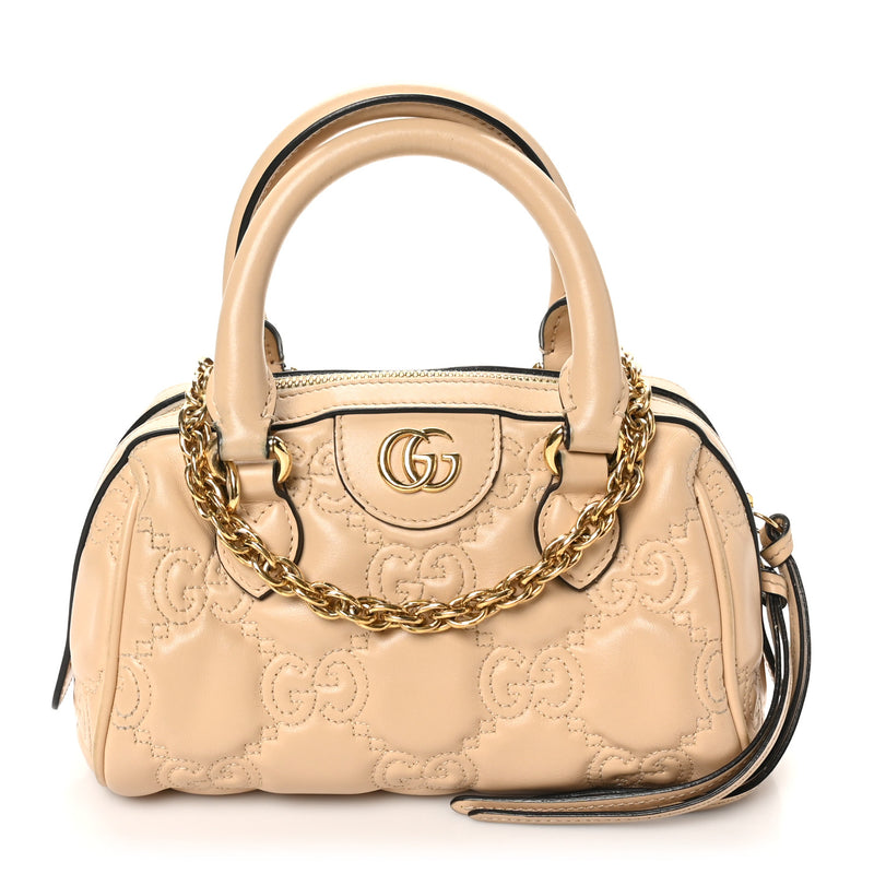 Gucci Calfskin Gg Matelasse Mini Bowler
