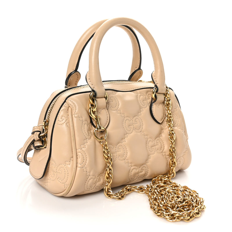 Gucci Calfskin Gg Matelasse Mini Bowler