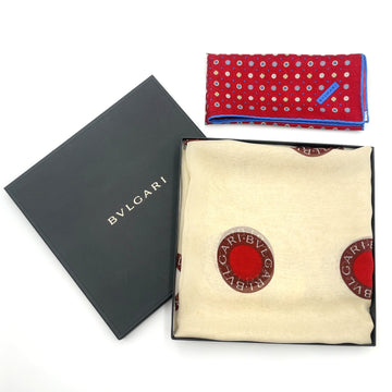 Bvlgari Logo Pattern White/Red Silk