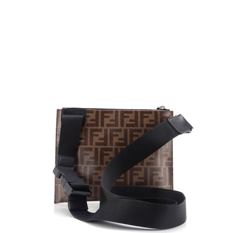 Ff Logo Stamp Flat Messenger Bag Zucca