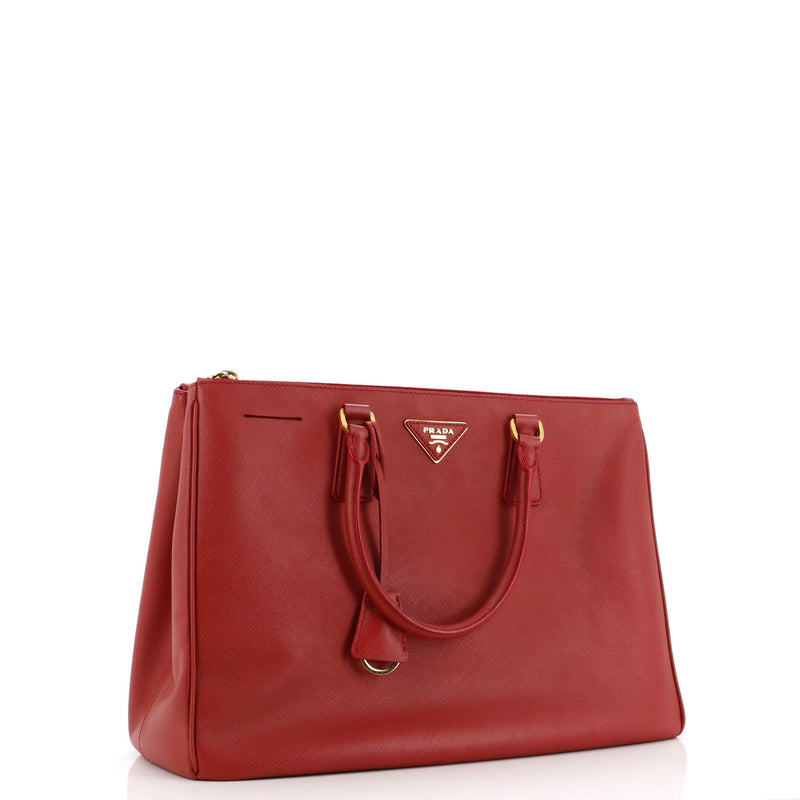 Double Zip Lux Tote Saffiano Leather