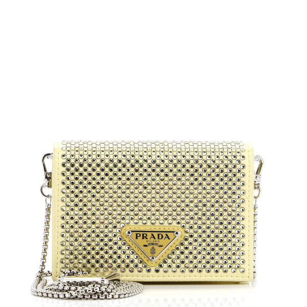 Flap Card Holder With Chain Satin