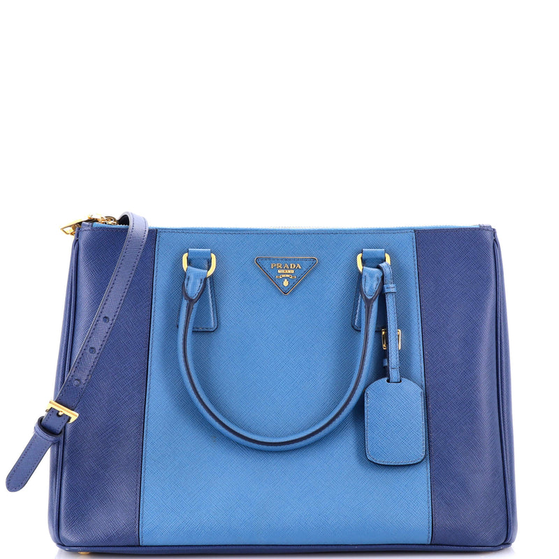 Bicolor Double Zip Lux Tote Saffiano