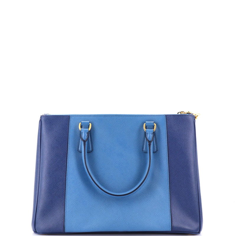 Bicolor Double Zip Lux Tote Saffiano