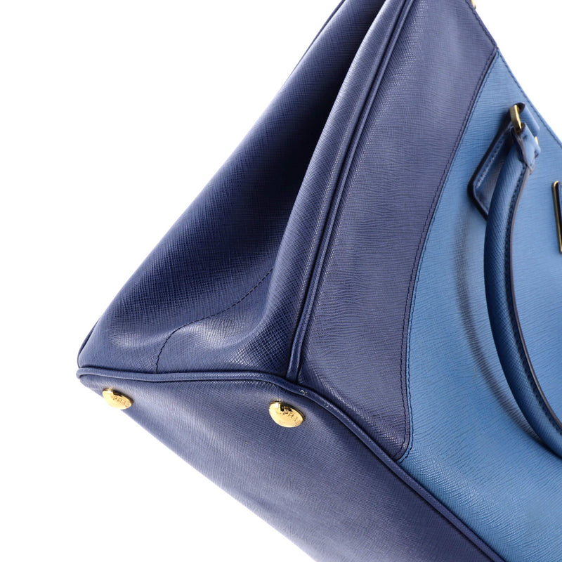 Bicolor Double Zip Lux Tote Saffiano
