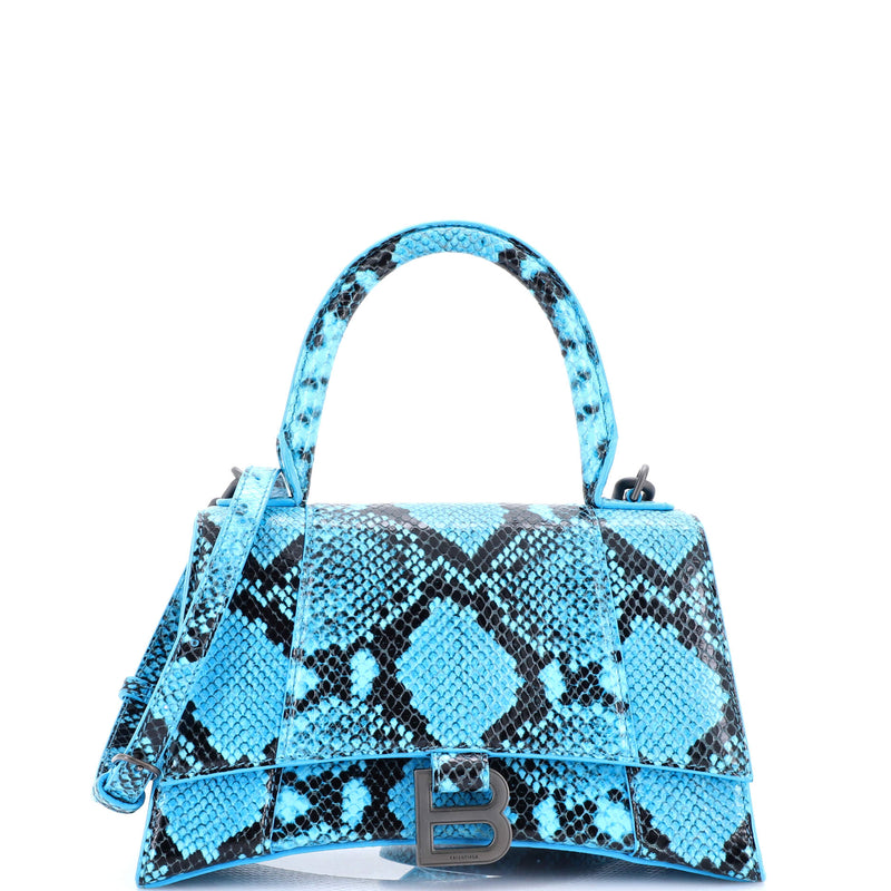 Hourglass Top Handle Bag Python Embossed