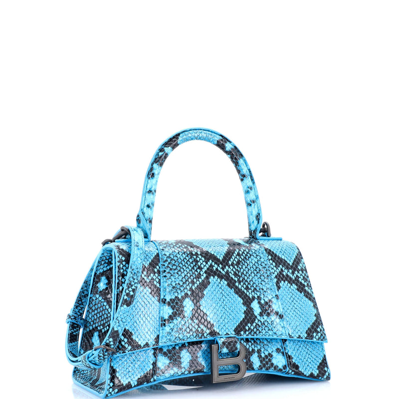 Hourglass Top Handle Bag Python Embossed