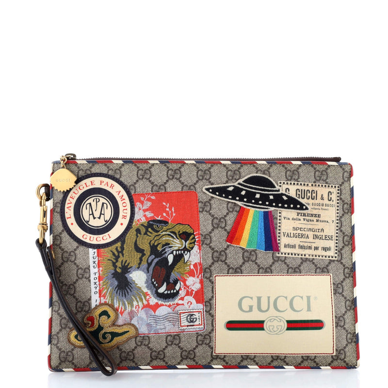 Courrier Pouch Gg Coated Canvas With