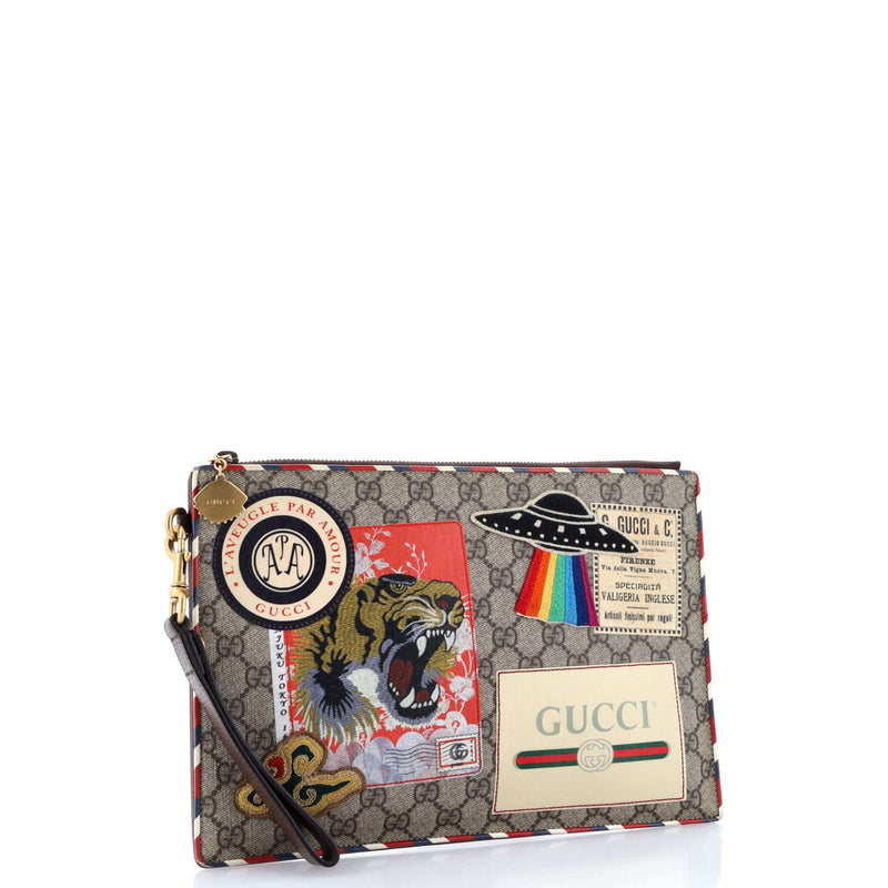 Courrier Pouch Gg Coated Canvas With