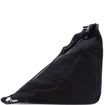 Triangle Logo Zip Crossbody Bag Embossed