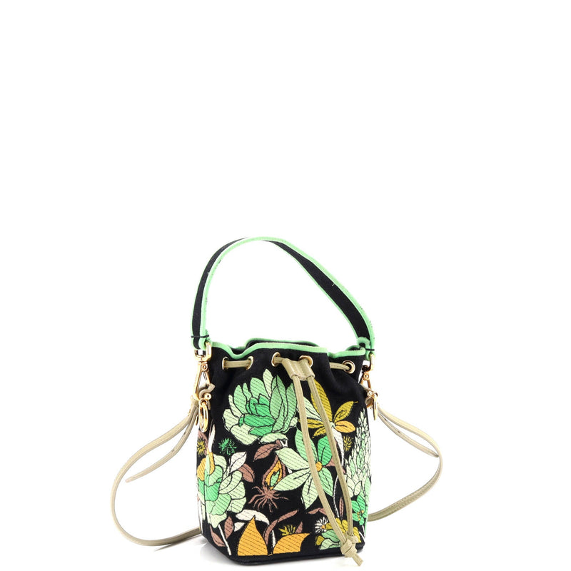 Mon Tresor Bucket Bag Embroidered Canvas