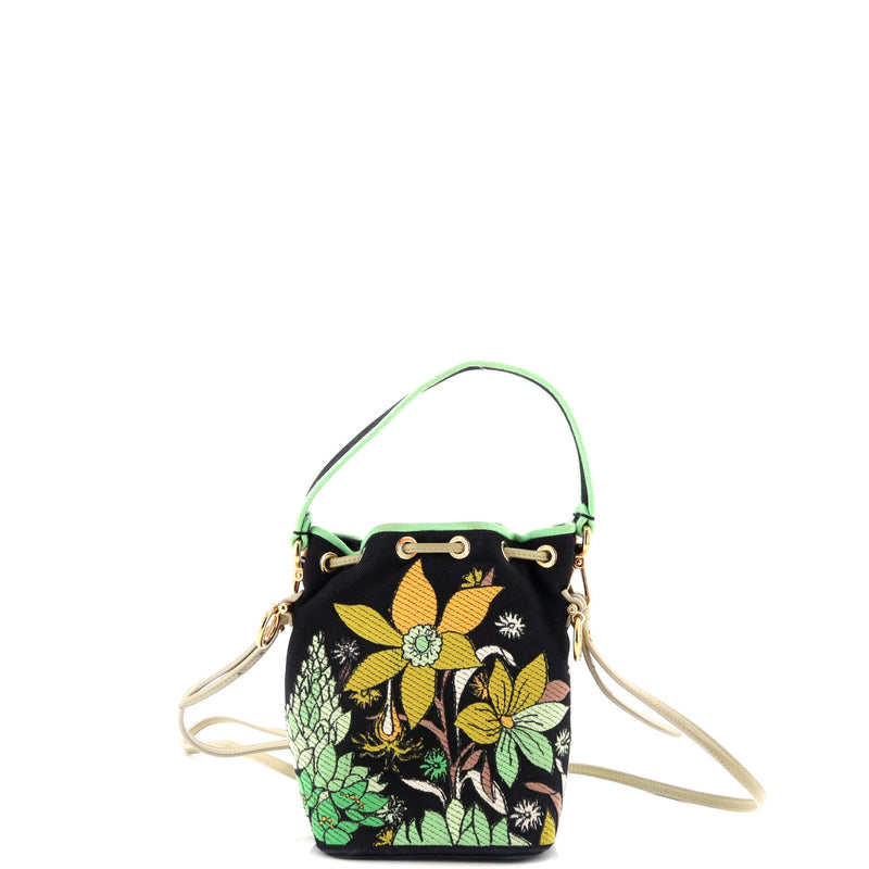 Mon Tresor Bucket Bag Embroidered Canvas