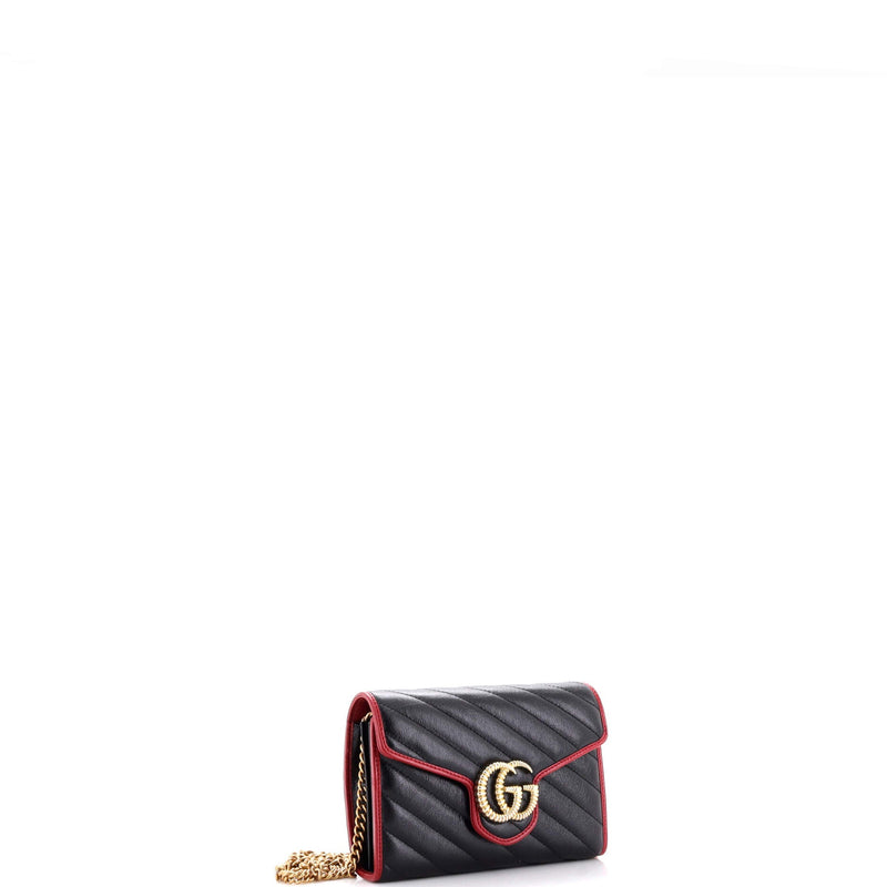 Gg Marmont Chain Wallet Diagonal Quilted
