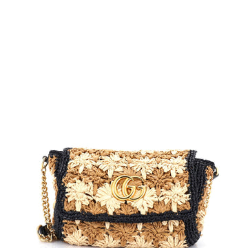 Gg Marmont Flap Bag Raffia Small