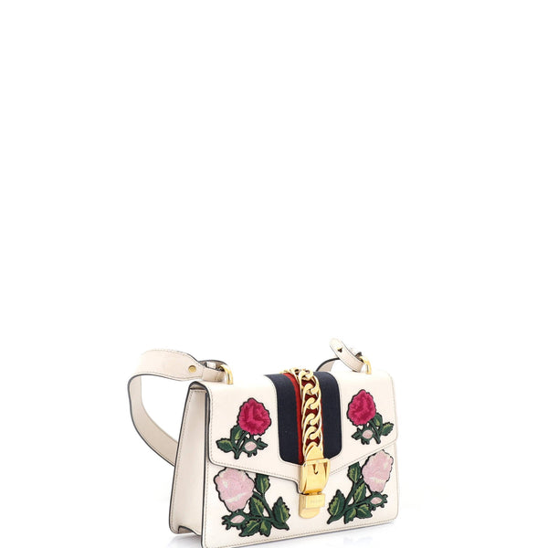 Sylvie Shoulder Bag Embroidered Leather
