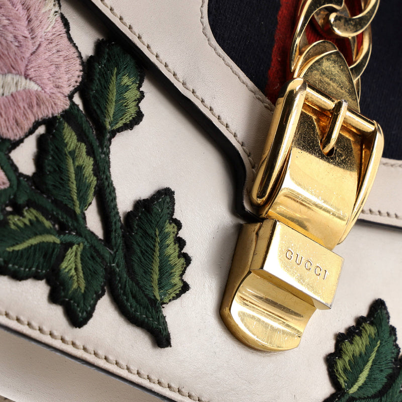 Sylvie Shoulder Bag Embroidered Leather