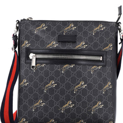 Web Strap Front Zip Messenger Bag