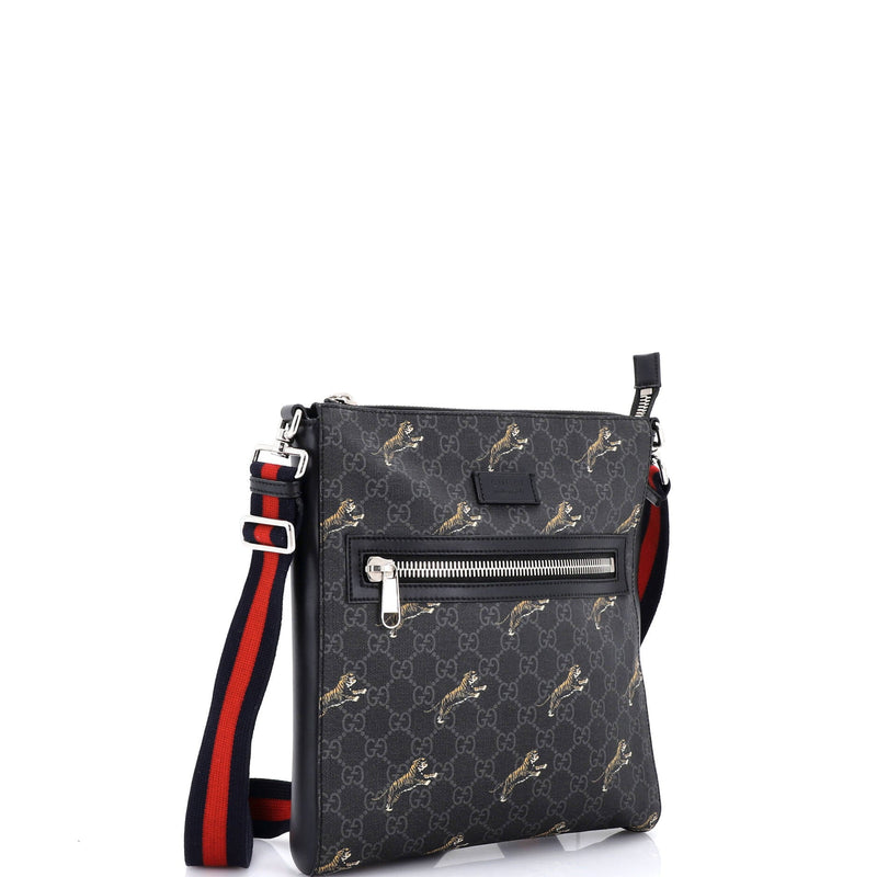 Web Strap Front Zip Messenger Bag