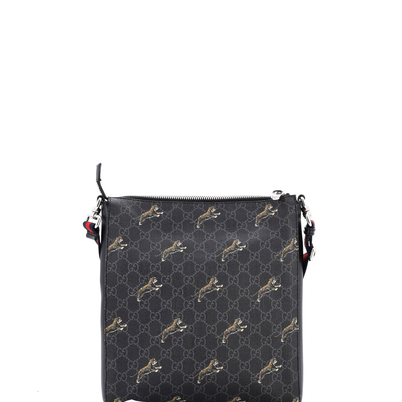 Web Strap Front Zip Messenger Bag