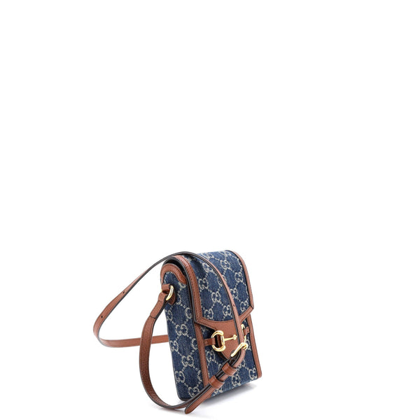 Horsebit Crossbody Bag Gg Denim Mini