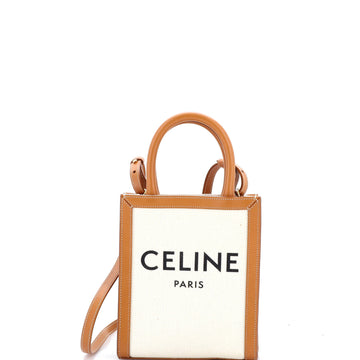 Vertical Cabas Tote Canvas With Leather