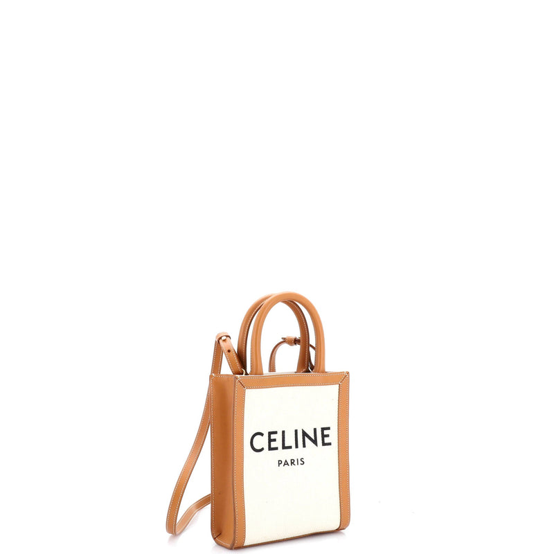 Vertical Cabas Tote Canvas With Leather