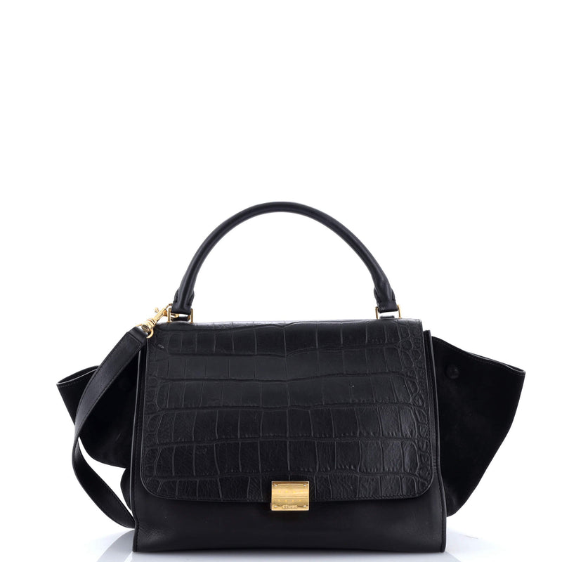 Trapeze Bag Crocodile Embossed Leather