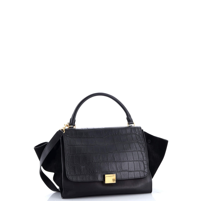 Trapeze Bag Crocodile Embossed Leather