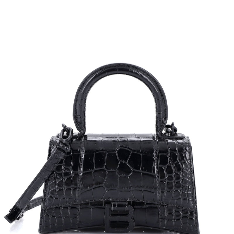Hourglass Top Handle Bag Crocodile