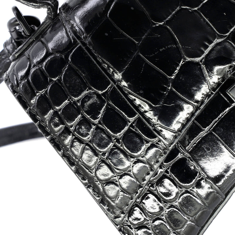 Hourglass Top Handle Bag Crocodile