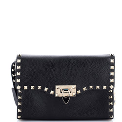 Rockstud Flip Lock Flap Bag Leather