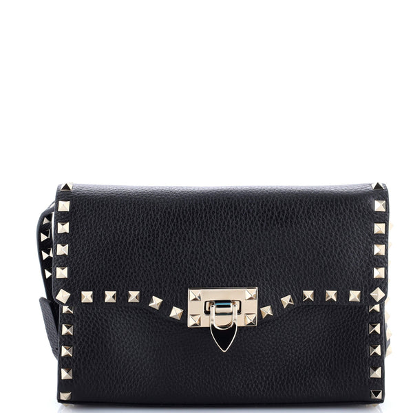 Rockstud Flip Lock Flap Bag Leather