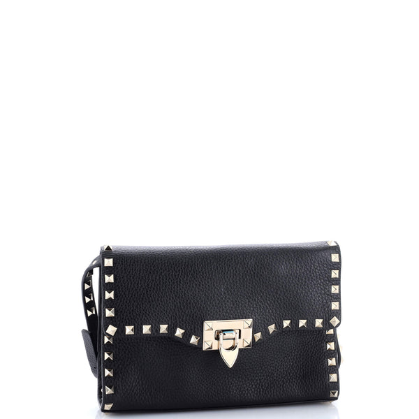 Rockstud Flip Lock Flap Bag Leather