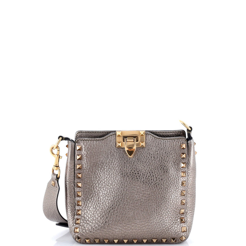 Rockstud Flip Lock Messenger Bag Leather