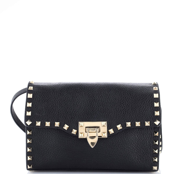 Rockstud Flip Lock Flap Bag Leather