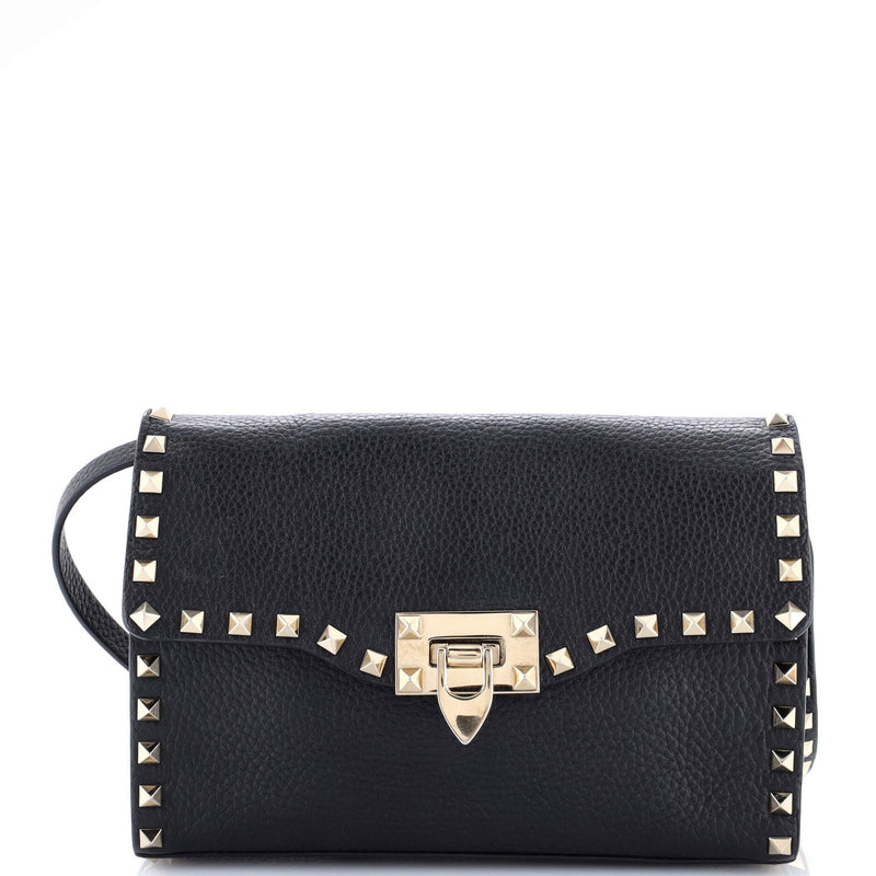 Rockstud Flip Lock Flap Bag Leather